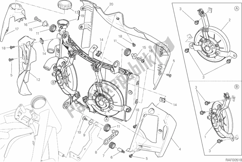Todas as partes de Refrigerador De água do Ducati Monster 821 Stripes 2015